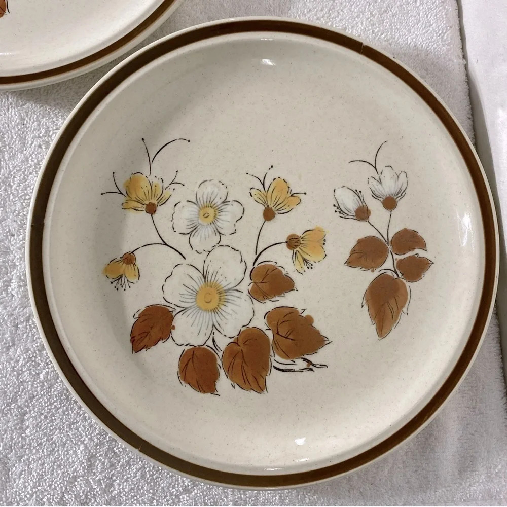 Vintage Forma Stone Hand Painted Stoneware Dinner Plates x2